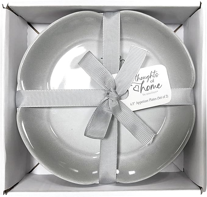 Pavilion Gift Company - Live & Eat - 6.5" Set Of Two Ceramic Appetizer Plates Neutral Ombre Kitchen Serveware Housewarming Gift Hostest Host Present