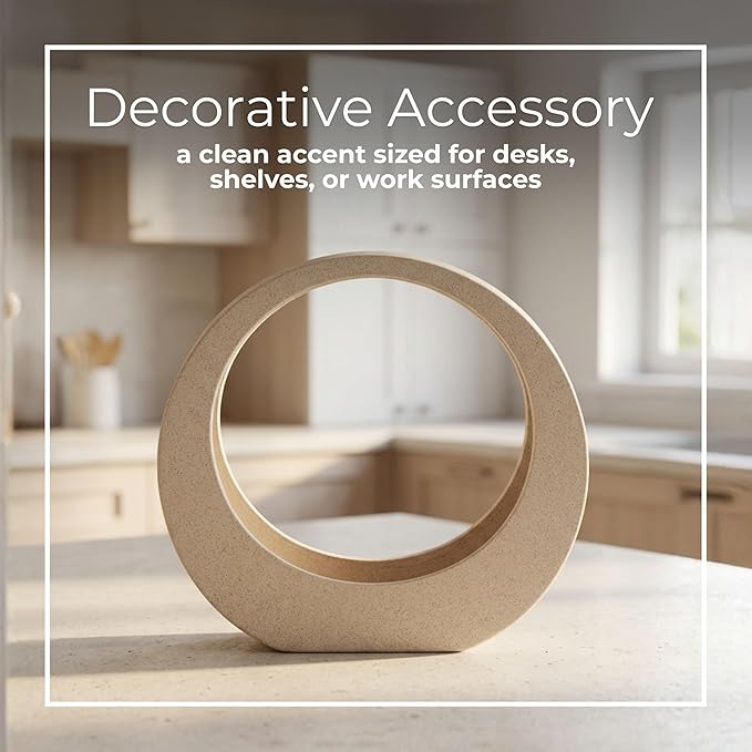 Elegant Ceramic Loop Decorative Object for Home Decor - Sculptural Accent for Bathroom Vanity, Office Desk, and Living Room Decor - Ornaments for Shelf Display and Coffee Table - 11", White