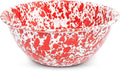Crow Canyon Home Enamelware Serving Bowl, 1.5 quart, Red/White Splatter (Single)
