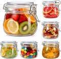 SKOCHE 6 Pack Glass Jars with Airtight Lid 17 oz, Small Air Tight Glass Storage Jar, Pickling Jar, Leakproof Canister Jars with Silicone Seal for Kitchen Canning, Food Storage, Jam, Mason jars