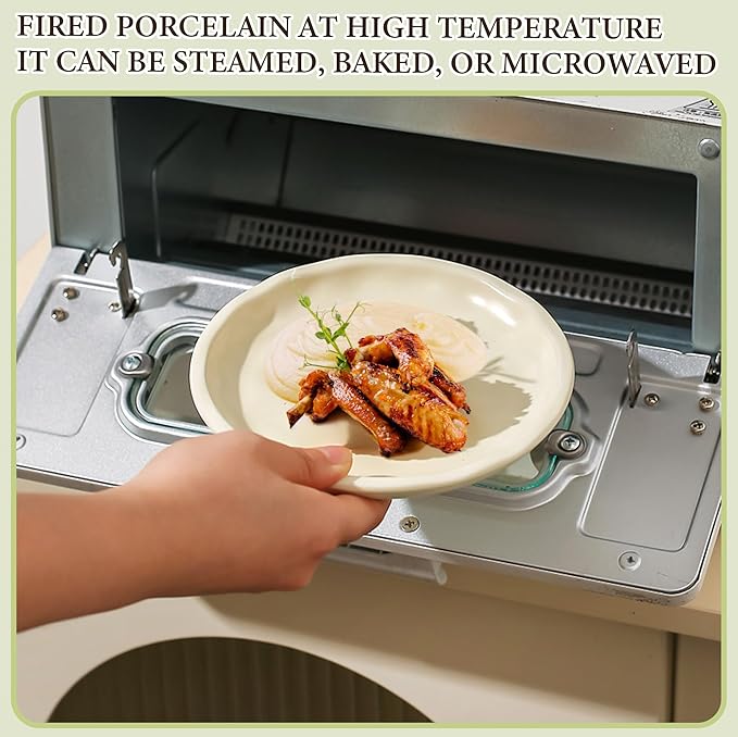 6 Inch Ceramic Appetizer Plates, Small Dinner Plates for Portion Control, Multi-Use for Desserts, Salads, Snacks, Microwave & Dishwasher Safe (4)
