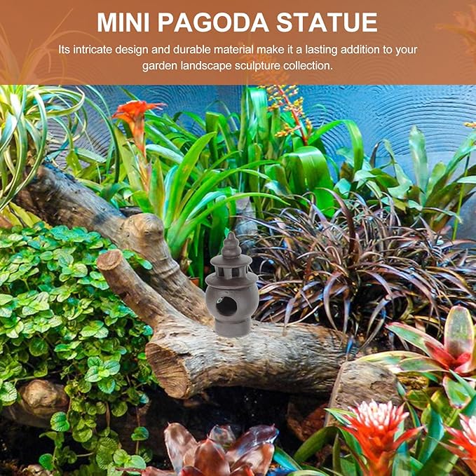BESPORTBLE Miniature Ceramic Pagoda Figurine Elegant Asian Pavilion Statue for Zen Garden Indoor Outdoor Decor Portable Landscape Sculpture for Terrariums Fish Tanks and Home Patio Decoration