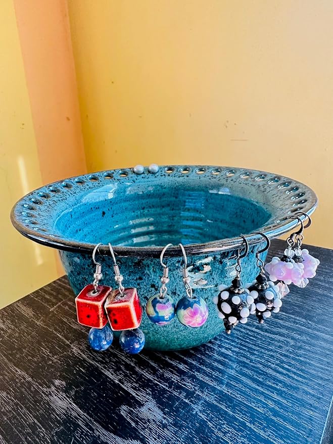 Handmade pottery jewelry holder - Artisan ceramic bowl for rings, earrings, necklaces and more