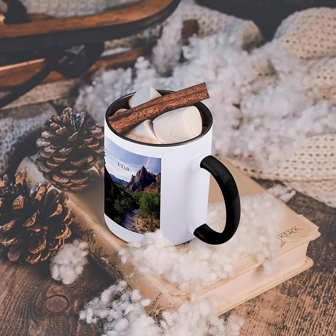 3dRose Utahs Zion National Park 11oz Two-Tone Black Mug