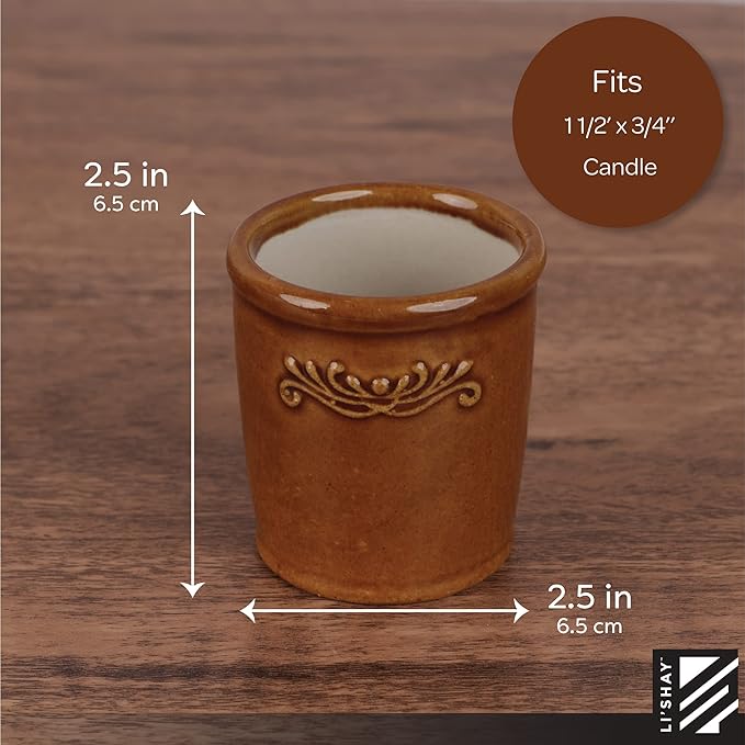 Votive Candle Holder for Home and Kitchen Décor- Ceramic Candle Holder Set of 2 - Beige