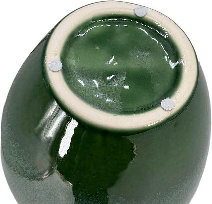 Galt International Green Reactive Glazed Decorative Ceramic Vase, 11 Inch, Green Monochrome, Modern Home Decor