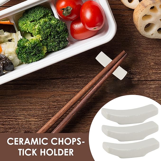 12 Pcs White Porcelain Chopstick Holder Set, Glazed Ceramic Rests,Keep Utensils Off Table, Anti Rolling Easy Clean, Tabletop Decoration for Sushi Nights, Asian Dining, Home Use