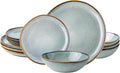 AmorArc Ceramic Dinnerware Sets,Handmade Reactive Glaze Stoneware Plates and Bowls Sets,Highly Scratch Resistant | Dishwasher & Microwave Safe Dishes Set,Service for 4 (12pc)