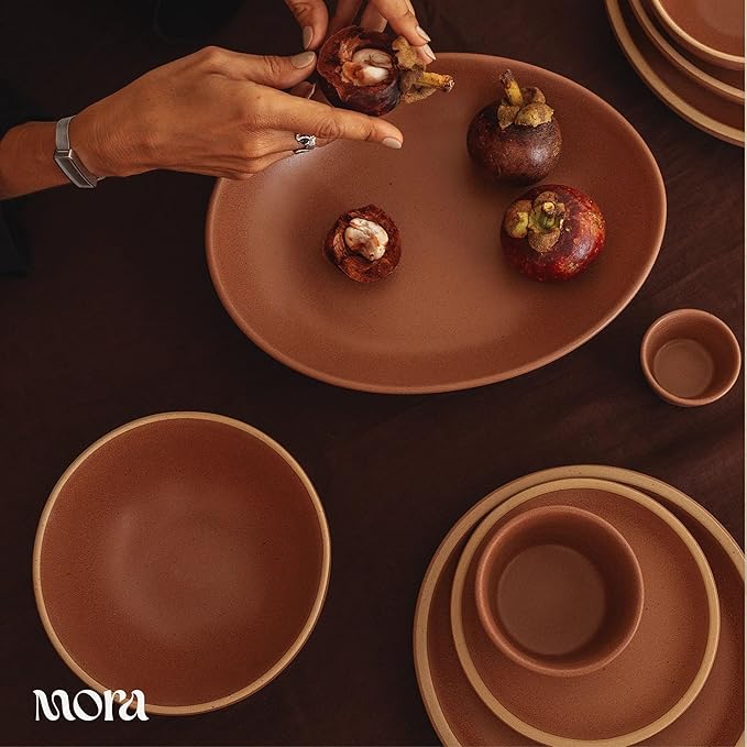 Mora Nano Ramekins Set of 4, 2oz Ceramic Pottery Sauce Cups - Microwave, Oven and Dishwasher Safe - Terracotta