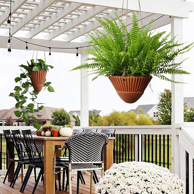Hanging Planters for Indoor Plants,Terracotta Hanging Planter,Ceramic Plant Pots,Hanging Basket, Planters for Outdoor Plants,Set of 2 Flower Pots, Terracotta Color