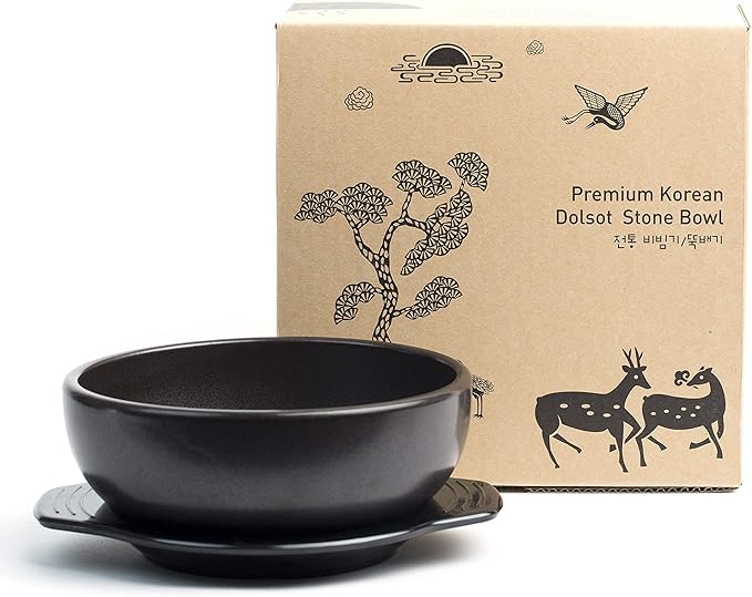 Crazy Korean Cooking Korean Stone Bowl (Dolsot), Sizzling Hot Pot for Bibimbap and Soup (Large, No Lid) - Premium Ceramic