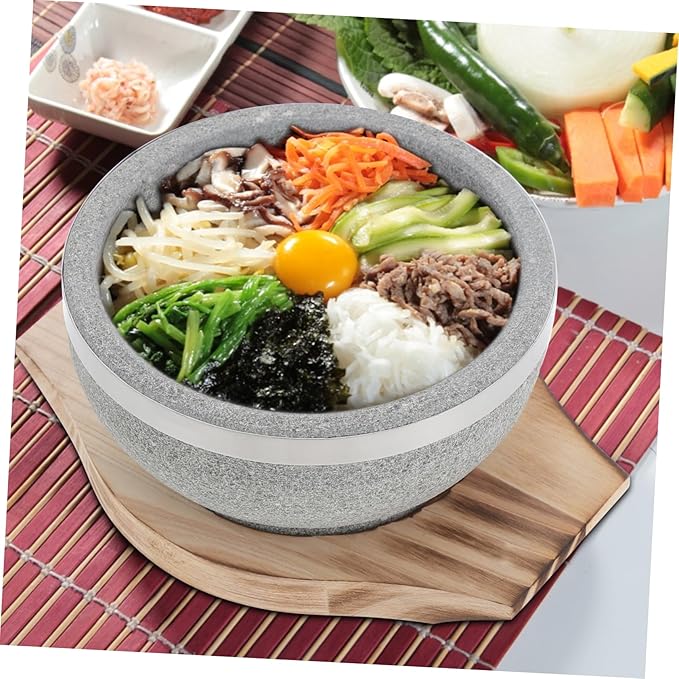 Korean Bibimbap Stone Bowl with Tray Dolsot Bowl for Soup and Cooking Kitchenware for Authentic Korean Cuisine for Bibimbap and Stews