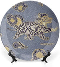 Blue Tibet Tiger China Plates of 6", 7", 9", 10", Customize Chinoiserie Animals Ceramic Ornaments Dessert Plates, Farmhouse Art Decoration Decorations Kitchen, with Vertical Stand