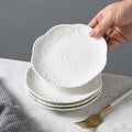 White Small Dessert Plates Set of 4,Ceramic Dinner Plates 6 Inch for Appetizer, Fruits, Cake, Salad,Microwave Safe,Christmas Gift