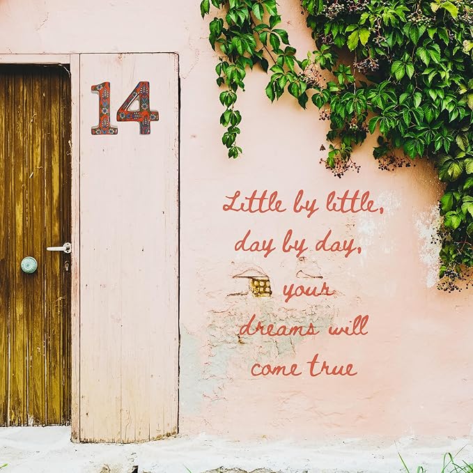 Large Ceramic Housewarming Sign Ceramic Address Plaque House Numbers Sign Door Personalized Coloured Decorative Hand Decoratede Housewarming Gifts Tulip Design 12 * 9 cm (Orange, 3)