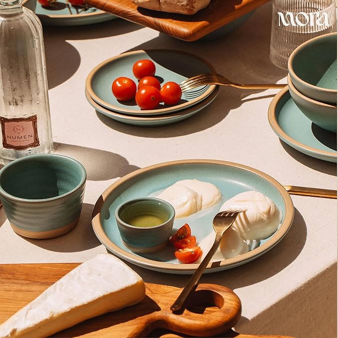 Mora Mini Ramekins Set of 4, 8oz Ceramic Pottery Baking Dishes - Microwave, Oven and Dishwasher Safe - Iris