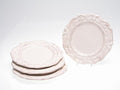 Firenze Ivory Set of 4 Ceramic Dessert Plates – 9.5" Elegant White Plates with Embossed Scroll Detail – Vintage-Inspired Tableware for Pastries, Appetizers, and Entertaining