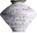 Wabi Sabi Rusty Vintage Vase, 11.4" Tall Wabi Sabi Decor Rustic Farmhouse Pottery Vase for Centerpiece, Textured Pottery Flower Vases for Home Decorative, Table, Living Room (White, Large)