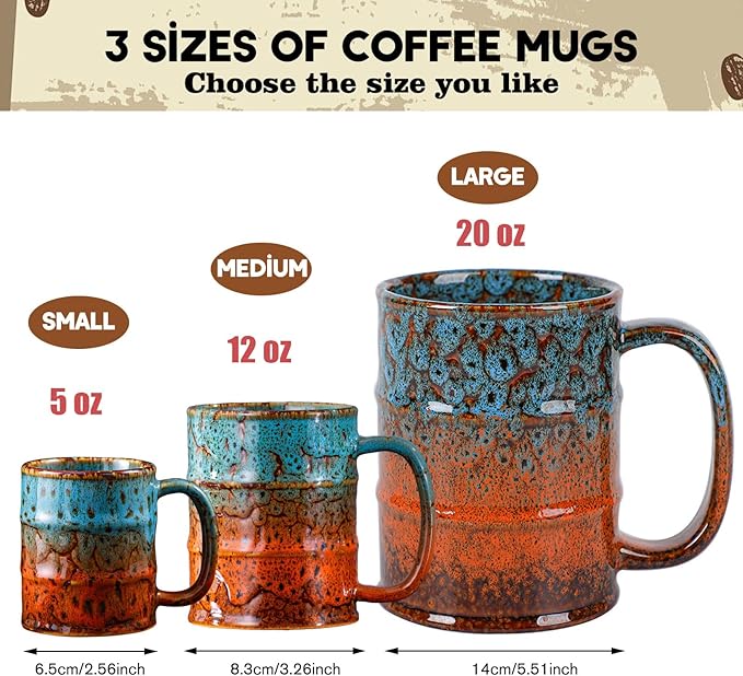 Handcrafted Ceramic Espresso Cups Set of 6, 5 oz - Kiln Glazed Small Coffee Cups for Espresso, Cortado, Mulled Wine & After-Dinner Drinks, Mini Demitasse Cup