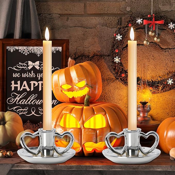 Vintage Candlestick Silver Candle Holder Taper Candle Sticks Holder Decor Table Centerpiece Wedding Festive Christmas Mantel Decoration Or Home Decor