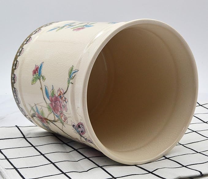 YIMIFLA Utensil Crocks Extra Large Kitchen Utensil Holder for Countertop Ceramic Cooking Utensils Butterfly Ice Crack