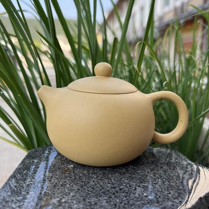 Xishi Teapot 7oz Chinese Zisha Clay Pot Ceramics Purple Sand Mud Kungfu Tea Set Kettle Spherical Filter (Yellow)