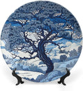 Vintage Plates Blue And White Indigo Chinoiserie Personalized Decor for Home Display Household Wall Ceramic Dinner Plates Including Bracket And Special Hook, Multi Sizes, Gifts for Men Women