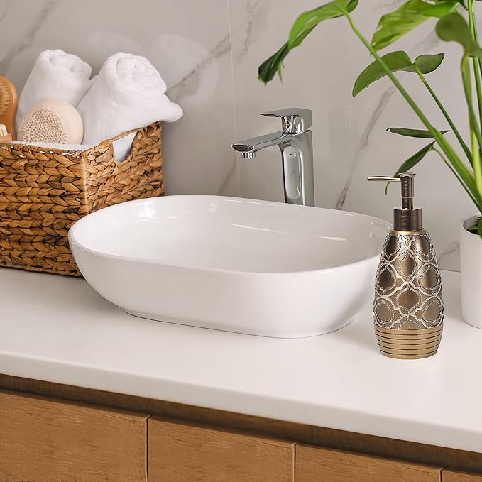 Zahari Home Spindle Stylish Soap Dispenser Set - Modern Print Design for Kitchen and Bathroom - Lotion Pump, Dish Soap, Hand Sanitizer, Hand Soap - Cute and Practical