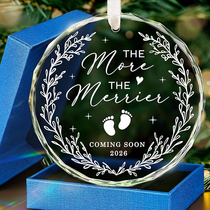 HEXMOZ Christmas Pregnancy Announcement Ornament for Grandparents, Husband, Family, Grandma, Aunt - Baby Coming Soon Announcement Ornament - Expecting Parents to Be Unique Gifts - Glass Ornaments