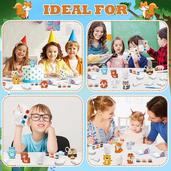 Simgoing 20 Set Jungle Animals Ceramic Painting Kit DIY Ceramic to Paint Your Own Safari Animal Figurines Unpainted Plaster Arts and Craft for Adults Holiday Birthday Party Favors