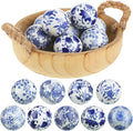 Vesici 9 Pcs Blue and White Porcelain Balls Decorative Chinoiserie Orbs for Centerpiece Bowls China Ceramic Balls Farmhouse Basket Tray Vases Decoration Gifts for Dining Table Holiday(Classic Style)