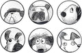 Bico Doodle Pawtrait Appetizer Plates Set of 6, 6 Inch Small Ceramic Dessert Plates for Snacks, Salad, Tablescape, Microwave and Dishwasher Safe, Gift for Housewarming and Thanksgiving