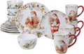 Christmas Story 16pc Dinnerware Set – Service for 4 with Santa Plates, Bowls & Mugs – Vintage Holiday Ceramic Set Featuring Festive Art, Red Accents & Seasonal Charm