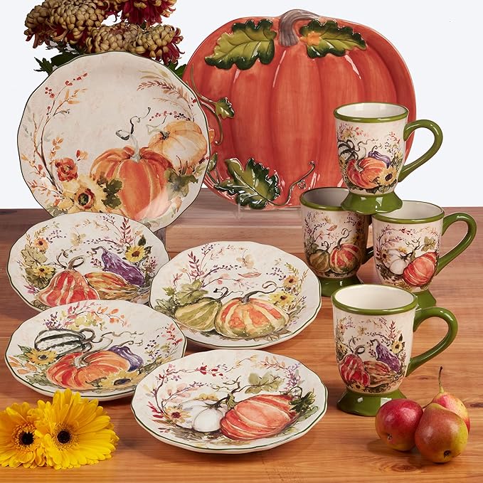 Certified International Harvest Morning Salad/Dessert Plates, Multicolor, Medium Set of 4,(Pack of 3)