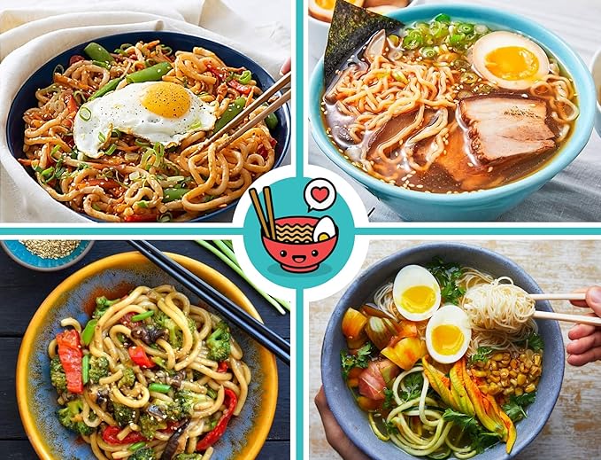 Unbreakable Ramen Bowl Set with Chopsticks and Spoon: 2 large Japanese Style Melamine Ramen Bowls, Dipping Bowls and Chopstick Stands for Asian Pho Soup Thai Miso Udon Wonton (2 Bowl Set, Red-Black)
