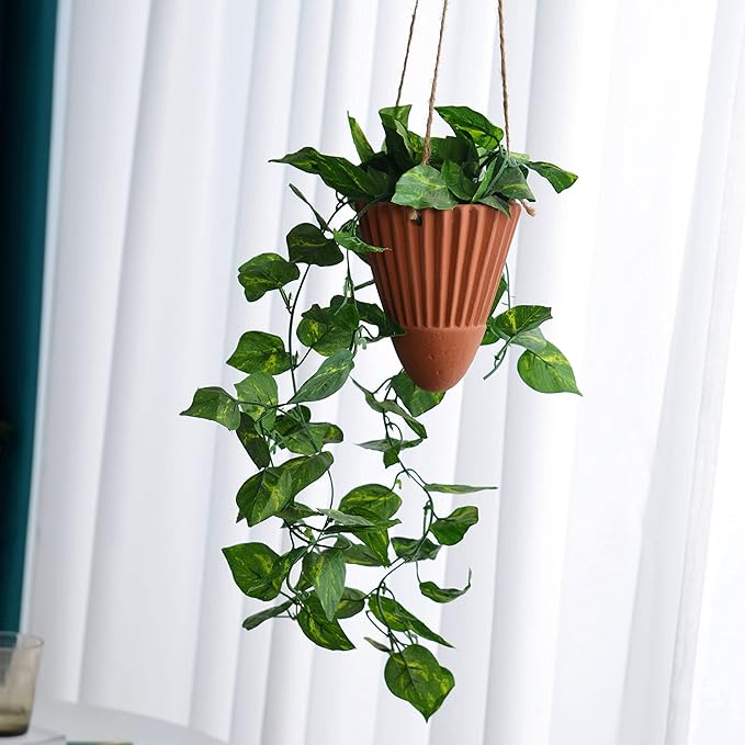 Hanging Planters for Indoor Plants,Terracotta Hanging Planter,Ceramic Plant Pots,Hanging Basket, Planters for Outdoor Plants,Set of 2 Flower Pots, Terracotta Color