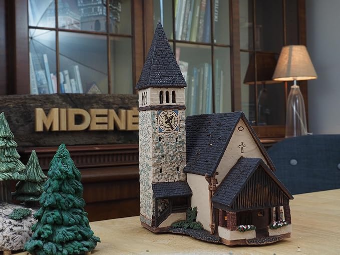Ceramic Art Tealight Candle Holder Room Decoration Handcrafted Collectible Miniature Light House St.Michael Church in South Tyrol, Italy D334N*