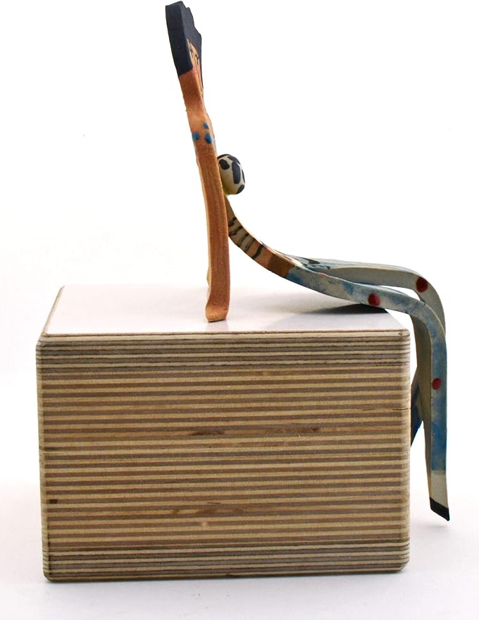 Medium Sitting Woman Decorative Ceramic Sculpture Handmade and Handpainted with Multicolored Foc-Art Decoration. 3,54" x 3,54" x 7,87"