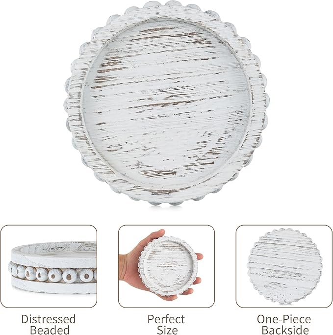 Hanobe Candle Holder for Pillar Candles: Set of 3 Rustic Farmhouse Wooden Candlestick Holders - Whitewashed Candle Stand for Table Centerpieces Fireplace Mantel Home Decor