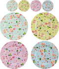 8-Inch Porcelain Dessert Plates, Set of 8 - Floral Decorative Ceramic Plates for Appetizers, Salads, or Dinner, Colorful & Elegant Design