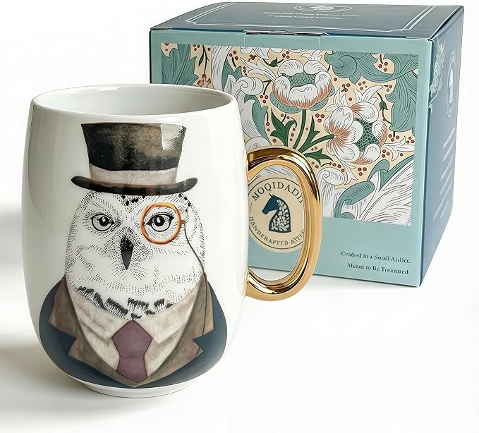 Large 24oz Ceramic Coffee Mug with Gold-Trim Handle, Oversized Porcelain Mug for Coffee, Tea & Hot Chocolate, Hand-Painted Artisan Style, Lead-Free, Gift-Ready Box, Hand Wash Only, Not Microwave Safe