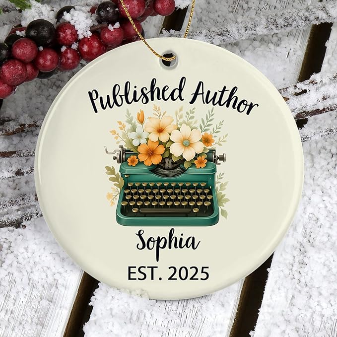 SODAVA Personalized Published Author Xmas Ornament, Future Bestselling Author Ceramic Ornament, Gift for Writers, Poets, and Book Lovers