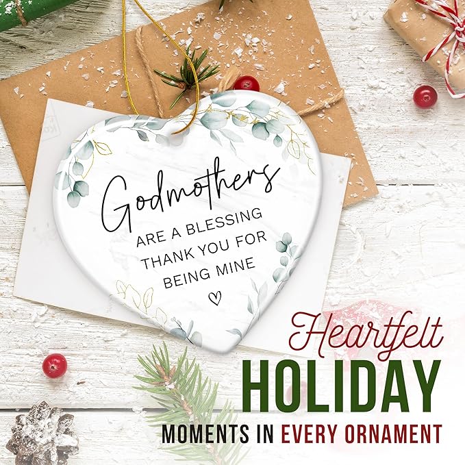 ZAGKOO Godmother Gifts from Godchild, Goddaughter, Godson - Godmothers Ornament Thank You for Being Mine, Best Godmother Gifts - Godmothers Present Ideas - Ceramic Christmas Ornament 2026