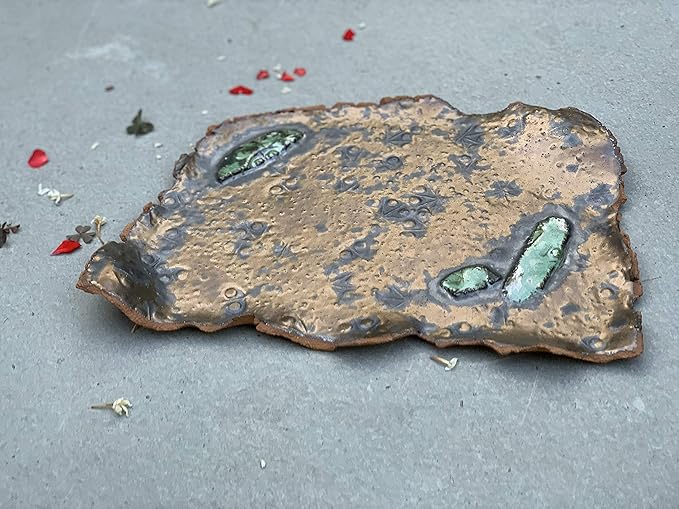 Ceramic Serving Tray in Copper Gold and Grey, Handmade Dinnerware Art, Charcuterie Board, Gifts for Women and Men on Birthday, Housewarming, Wedding, Holidays