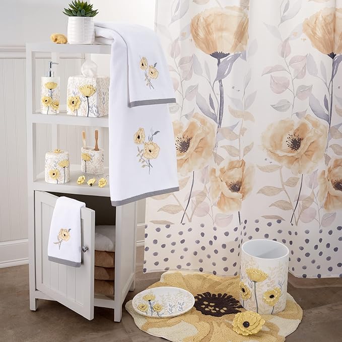 Avanti Linens - Toothbrush Holder, 100% Hand-Painted Resin Bathroom Accessories, Floral Home Decor (Marielle)