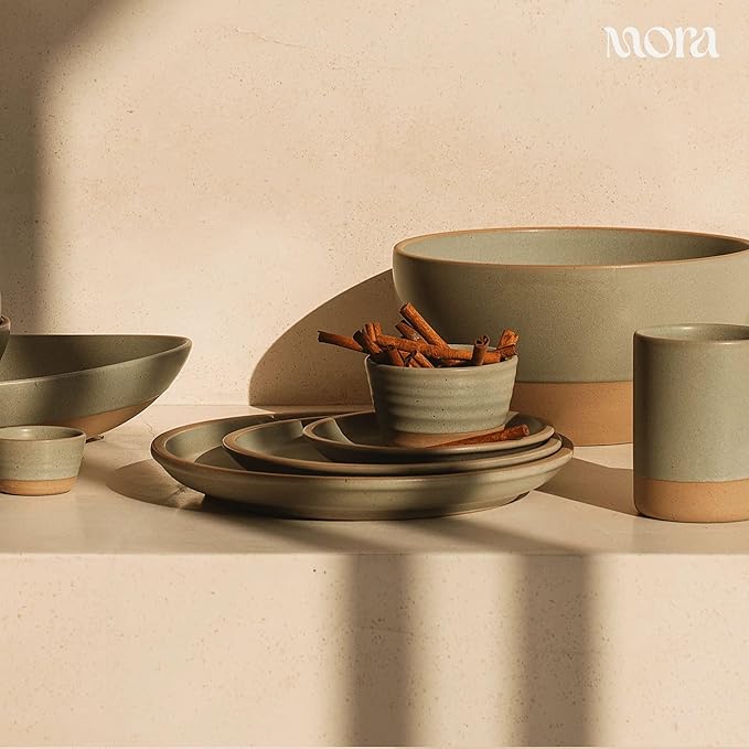 Mora Nano Ramekins Set of 4, 2oz Ceramic Pottery Sauce Cups - Microwave, Oven and Dishwasher Safe - Thyme