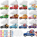 Kolldenn 12 Pcs Holiday Gnome Truck Vase Painting Kit Ceramics to Paint Your Own Statues DIY Statues with 24 Acrylic Paint 4 Brushes 2 Palette Unpainted Crafts for Christmas Winter(Truck)