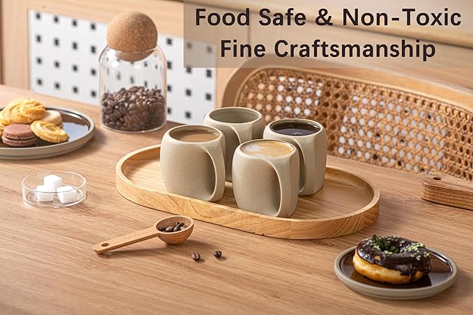 Ceramic Espresso Cups Set of 4, Double Espressos Shots Cup,4 OZ Espresso Mugs,Cute Small Coffee Cups for Double Shots,Cappuccino,Small Latte,Tea,Cafe (Neutral Beige, 4 OZ)
