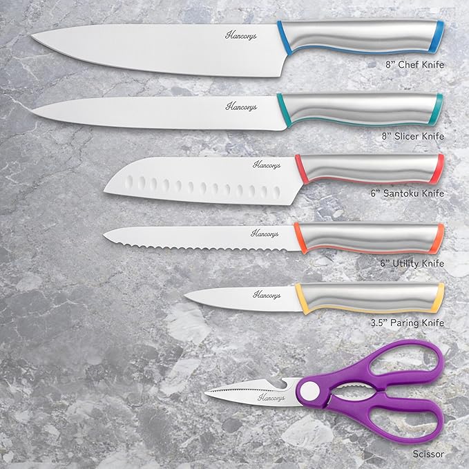 Knife Set, 11 Pcs Kitchen Knives Set, Enduring Razor-Sharp German High Carbon Stainless Steel Chef Knife Set with 5 Blade Guards, Perfect Holiday Gifts for Kitchen