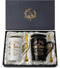 House Warming Gifts New Home - New Home Gift Ideas for Women Men Couple New Homeowners Neighbor Friend, Unique Housewarming Present with 14Oz Coffee Mugs, Spoons, Lids, Greeting Card, Elegant Boxed